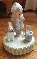Margaret Haire Maggie's Memories Easter Purple Child Bunny Basket Figurine Rare picture