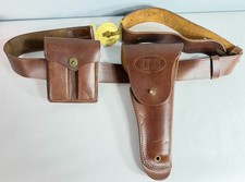 U.S. WWII Style 1911 Holster Belt Mag Pouch Leather Reproduction Replica Vintage picture