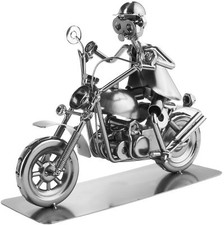 BRUBAKER Nuts and Bolts Sculpture Motorcyclist - Handmade Iron Figure Metal Man  picture