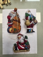 Vintage Style Plastic Santa Claus Ornaments Lot of 3 Christmas 4” Tall picture