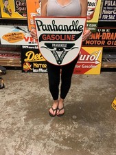 Antique Vintage Old Style Metal Sign Sign Panhandle Gasoline Made in USA picture