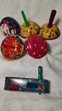 6 Vintage Tin Litho Noise Makers Kirchhof + US Metal Toy Party NEW YEARS EVE picture