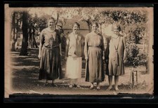 Vintage RPPC Four Women Friends Family Outdoors 1920s Sepia Real Photo Postcard picture