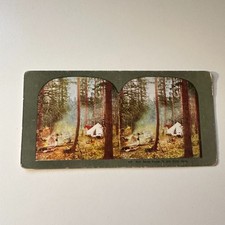 Our Snug Camp In The Foot Hills In The Early Fall Antique Stereoview Card 5H6-1 picture
