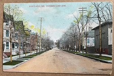 Portland Maine Street Cumberland Avenue Homes Antique Postcard c1910 picture
