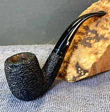 Kiko Tanganyika Block Meerschaum Bent Billiard Tobacco Pipe, Black Rustic Finish picture