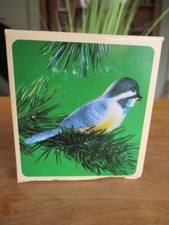 HALLMARK CHICKADEE PORCELAIN HAND PAINTED KEEPSAKE ORNAMENT CLIP-ON 1984 picture