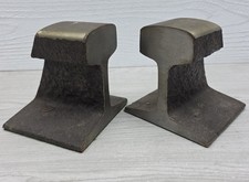 AWESOME ANTIQUE RAILROAD RAILWAY TRAIN TRACKS CUT INTO BOOKENDS  picture