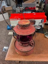 RARE Vintage Handlan St Louis Utility Lantern & Original RED GLOBE ☆USA picture