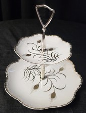 Vintage Lefton Golden Wheat 2 Tier Tidbit Tray 1950s Japan Model #NE20126N picture