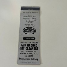 Sanitone Fair Ground Dry Cleaners Watertown NY Vintage Matchbook Cover SMB32-2 picture