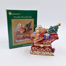 Traditions Porcelain Decorative Box Toys In Sleigh picture