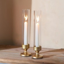 NUPTIO Hurricane Candle Holder for Centerpiece: Gold Taper 2 Pcs, picture