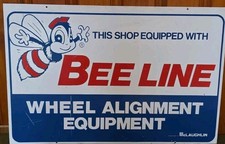 24x36 BEE LINE WHEEL ALIGNMENT  EQUIPMENT VINTAGE   DOUBLE SIDED METAL... picture