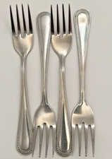 Vintage Adcraft Plaza Stainless Dessert Forks Lot of 4 Flatware Beaded Handle picture