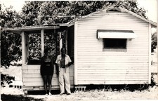 Vintage RPPC Couple Outside Small Cottage House Kodak Photo Postcard Unused picture