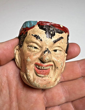 Antique Miniature Composition Mask c1900 Polychrome Cross Eyed Folk Art Carnival picture
