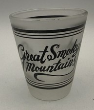 Great Smoky Mountains Frosted Shot Glass Black Writing picture