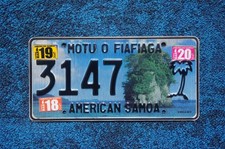 2018 2019 2020 AMERICAN SAMOA Graphic Blue License Plate - Ocean Palm Tree picture