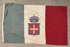 Rare Vintage Kingdom of Italy Flag WWII Era Royal House of Savoy Tricolor Crown picture
