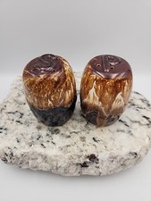 Vintage Brown Drip Glaze Pottery Salt And Pepper Shakers With Corks 3