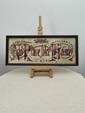 🟢 Victorian Pin Paper Punch Moto Sampler “Home Sweet Home”  Nicely Framed picture