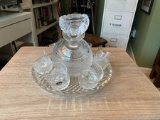 Vintage Gus-Khrustalny Russian 24% Lead Crystal Decanter Set Tray Shot Glasses picture