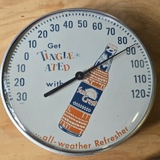 Vintage Sun Crest Orange Icy Cold Soda Pop Store Advertising Thermometer Sign  picture