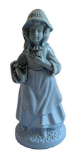 Vintage 1972 Avon Little Girl Blue Brocade Cologne Bottle Figurine 3oz Box 22 picture