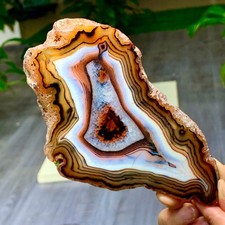 351G Natural Red Stripe Agate Slice Quartz Crystal  Slab Ore Specimen picture