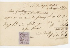 Antique 1862 Tonbridge Wells Receipt Billhead Miss Featham G. & W. Powell Stamp picture