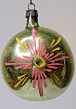 Vintage pre WWII era Glass SUN FLOWER Pictured BALL Christmas Ornament HEIM picture