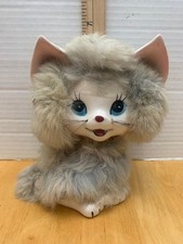 Vtg Kitschy Ucagco  Ceramic Cat~Kitty~Furry~Japan~Big Eyes~Anthropomorphic picture