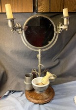 Antique Brass Gentleman’s Shaving Stand Very Old With Extending Candle Holders picture