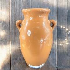 Haeger Pottery Brown Glaze Vase Vessel Jug With Small Handles Original Label USA picture