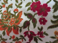 HUGE Pc. Vintage Carpet Bag Barkcloth Raised Pattern Fabric Never Used Tapestry picture