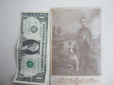 Great Victorian c1875 Cabinet Photo, BOY & HIS DOG, Hound, Angola, Indiana picture