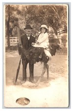 RPPC Girl Riding Ostrich CAWSTON OSTRICH FARM Pasadena CA Prop portrait picture