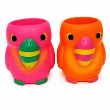 Vtg T.G.I. Friday's Parrot Drink Coozie Set Pink Orange Foam 1990s Bar Promo picture