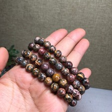4Pcs wholesale Natural Polish Leopard print stone bracelet ball sphere 8mm A6171 picture
