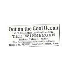 The Winneegan Henry Morse Proprietor Baker Island MA 1903 Magazine Ad SAG6-S36 picture
