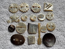 Vintage Antique Button Lot Shell MOP Man in the Moon Stars Novelty Large 2.75
