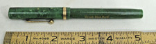 LINCOLN FOUNTAIN PEN DRINK BLUE BIRD GREEN GOLD TRIM LEVER FILL 1930s picture