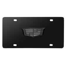 Cadillac 3D Crest Logo in Gunmetal Black Stainless Steel License Plate picture