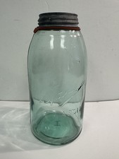 Rare 1900-1910 Antique Aqua Green Ball Mason jar 9.25