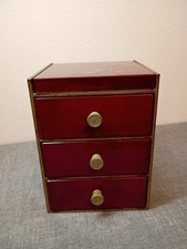 Vintage Japanese Lacquer Jewelry Box Hand Crafted By Otagiri 3 Drawers & Mirror picture