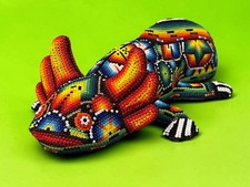 Large 12in Huichol Beaded Iguana Lizard Wixarika Mexican Folk Art Sculpture picture