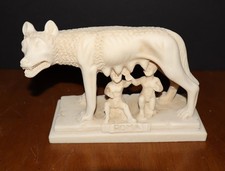 VTG ROMA Capitoline She-Wolf Romulus Remus Figurine Alabaster 5