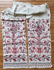 VINTAGE RUSSIAN or UKRAINIAN EMBROIDERED LINEN RUSHNIK or TABLE RUNNER signed picture