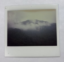 Vintage Polaroid Photo Misty Mountain Foggy Landscape Nature Art picture